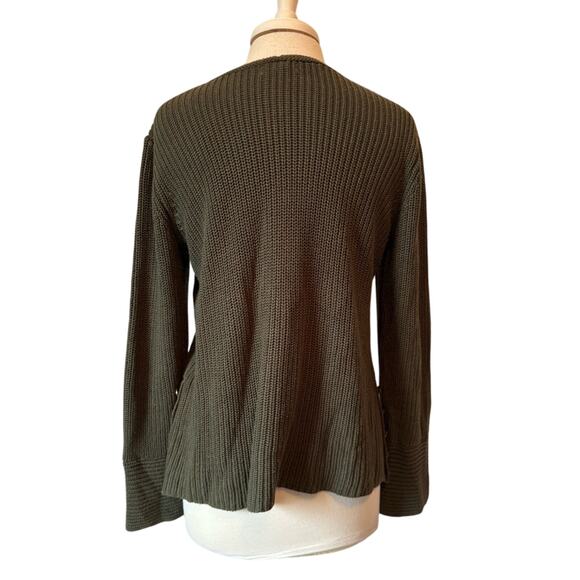 Sonoma Womens L Whimsigoth Green Embossed Brass Anchor Button Tunic Knit Sweater - Picture 4 of 10